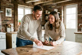 Couple examinant un contrat de location maison dans le Nord de la France
