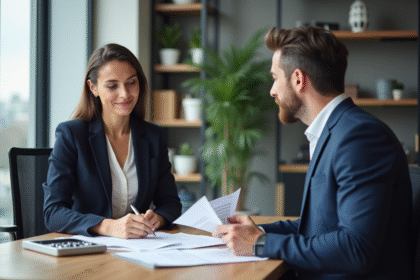 Femme confiante discutant avec un expert immobilier