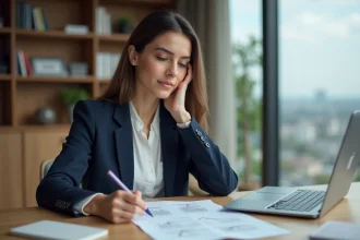 Femme expatriée consultant des documents juridiques pour créer une SCI en tant que non-résidente fiscale en France