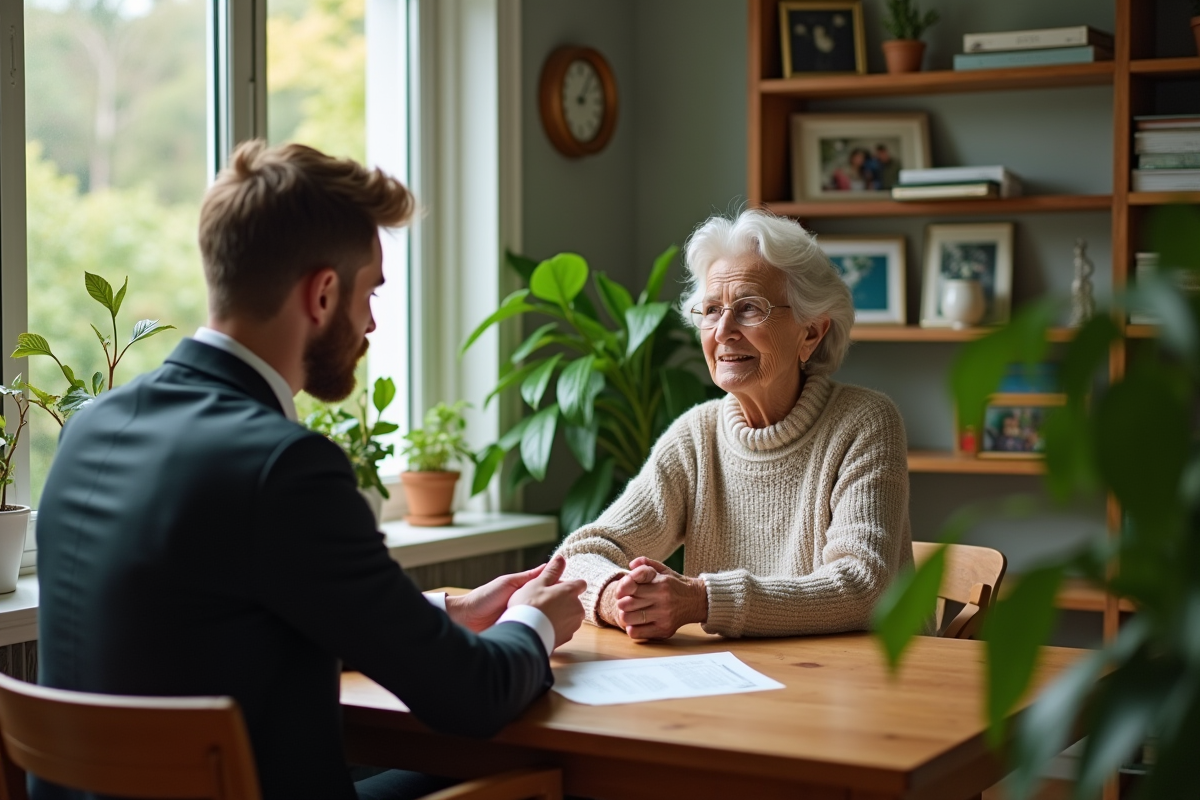 Jeune gestionnaire discutant avec une femme dans un salon lumineux