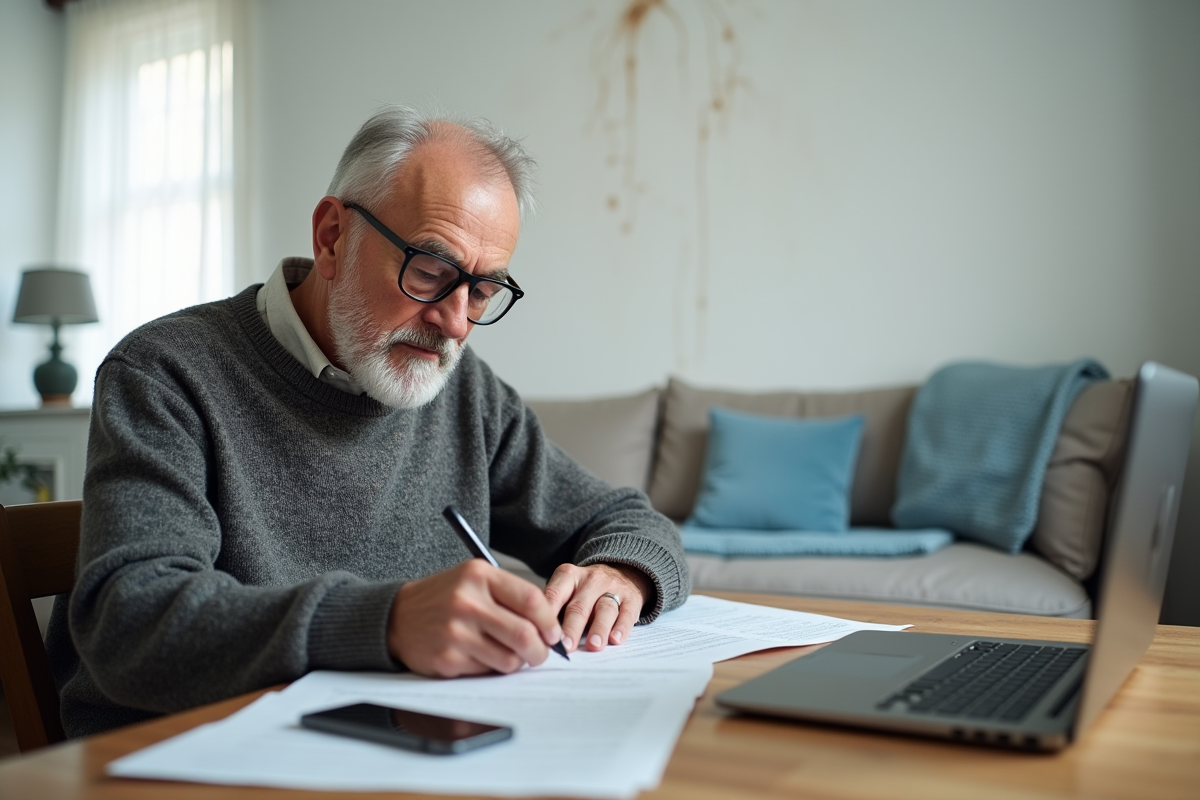 Homme âgé remplissant un formulaire d
