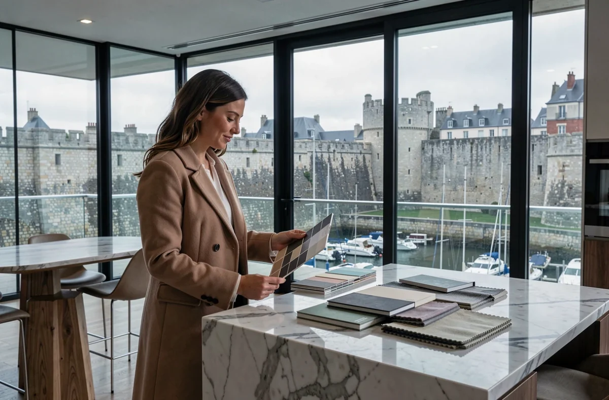 Appartement de luxe à Vannes avec vue sur les remparts médiévaux et la marina, illustrant Immobilier de Prestige Vannes