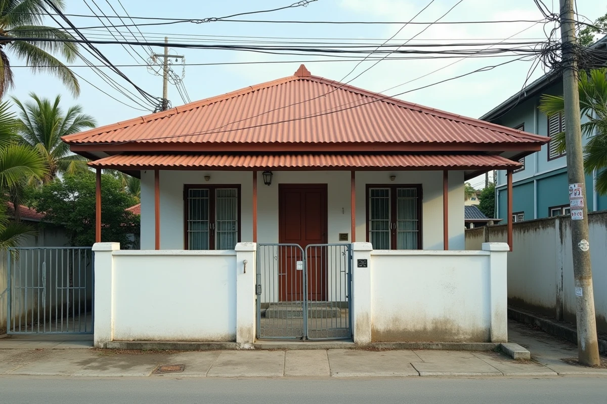 Maison thaïlandaise à petit budget avec grilles de sécurité dans un quartier résidentiel calme de Hua Hin